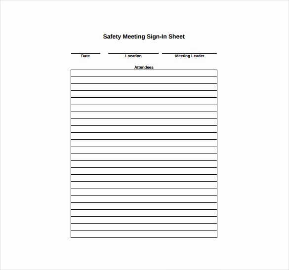 Osha Training Sign In Sheet New 30 Of Safety Meeting Sheet Template