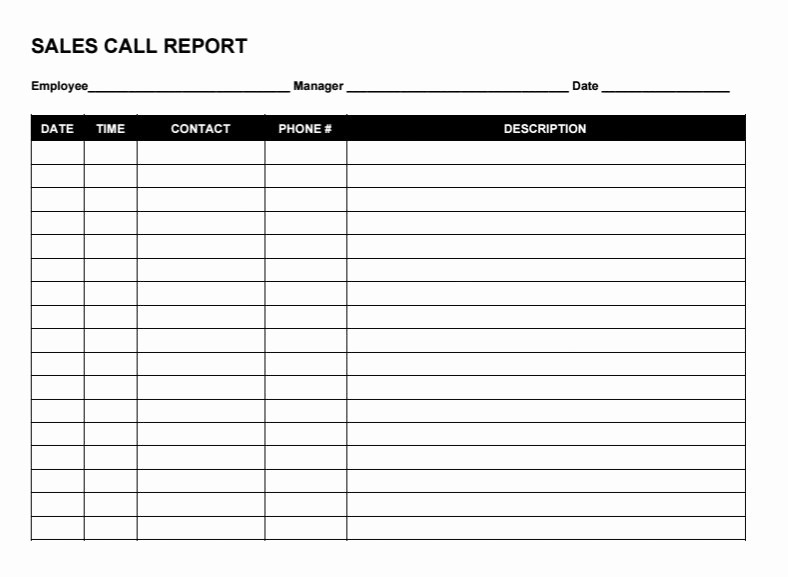 Outside Sales Call Log Template Beautiful Free Sales Call Report Templates