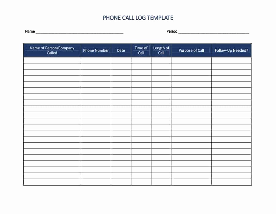 Outside Sales Call Log Template Luxury 40 Printable Call Log Templates In Microsoft Word and Excel