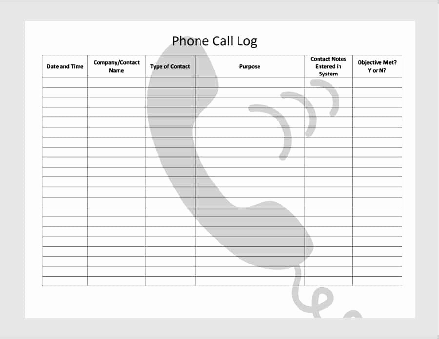 Outside Sales Call Log Template New 40 Printable Call Log Templates In Microsoft Word and Excel