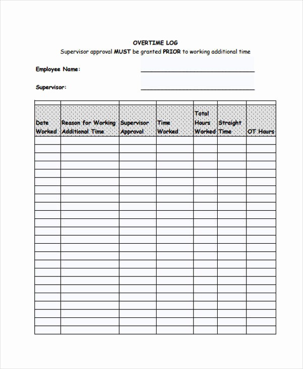 Overtime Sign Up Sheet Template New Overtime Sheet Templates 11 Free Word Pdf format