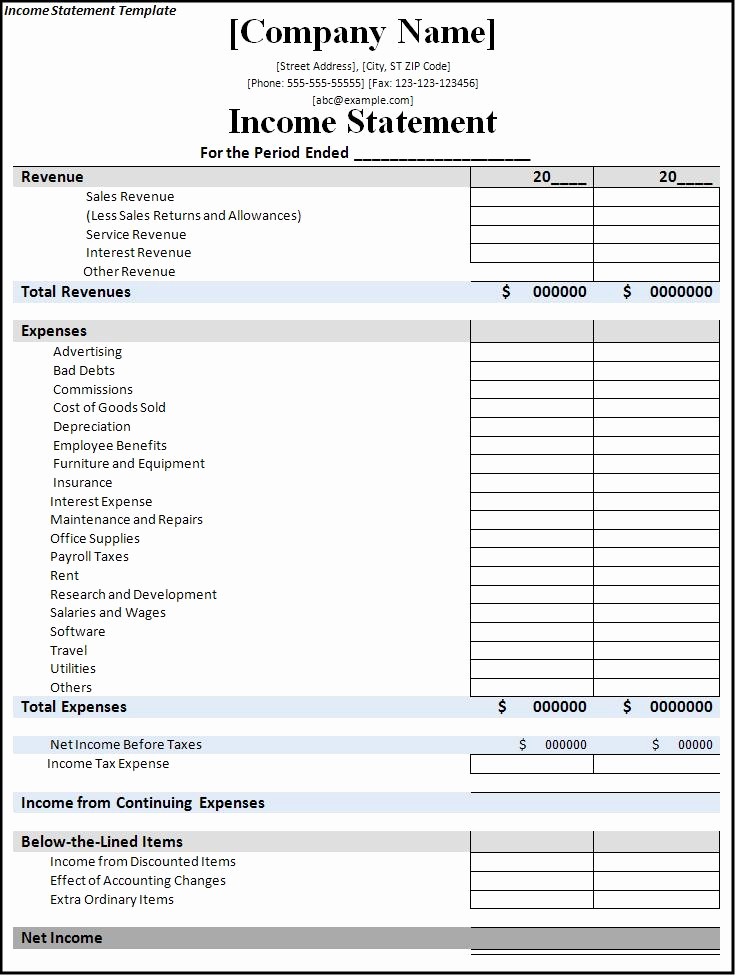 P and L Statement Template Unique Personal Profit and Loss Statement