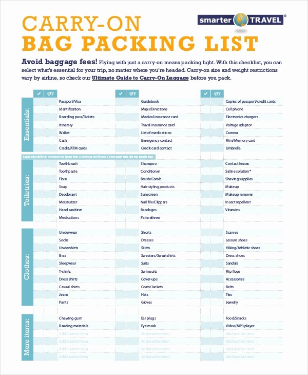 Packing List for Vacation Template Best Of Travel Packing List 10 Free Word Pdf Psd Documents