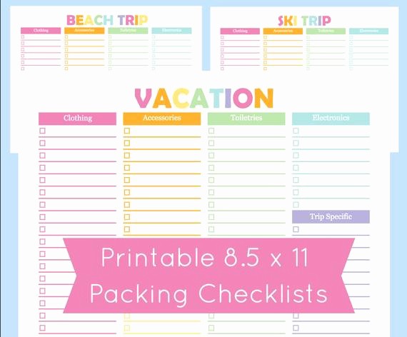 Packing List for Vacation Template Elegant Printable Packing Checklist Printable Packing List for the