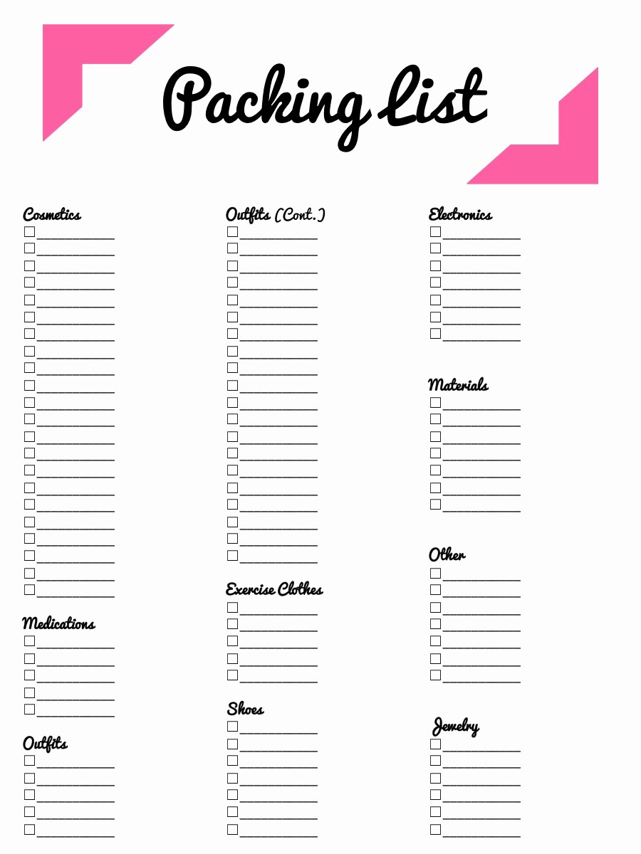 Packing List for Vacation Template Luxury 21 Free Packing List Template Word Excel formats