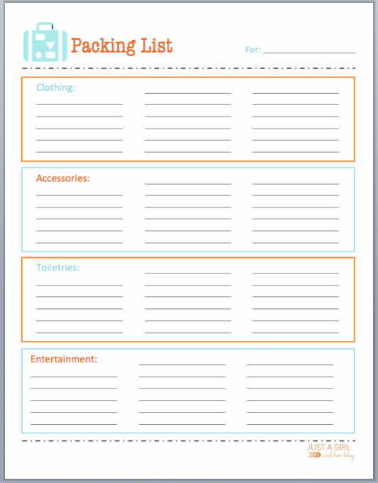 Packing List for Vacation Template New Free Printable Packing List for organized Travel