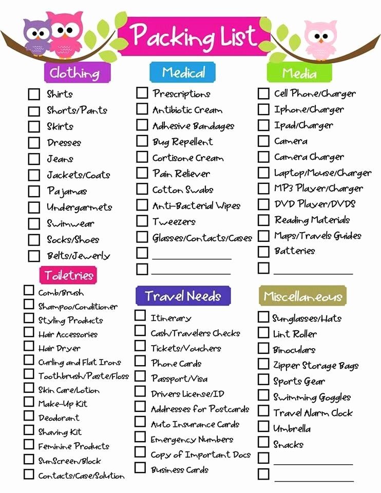 Packing List for Vacation Template New Free Printable Ultimate Packing Checklist