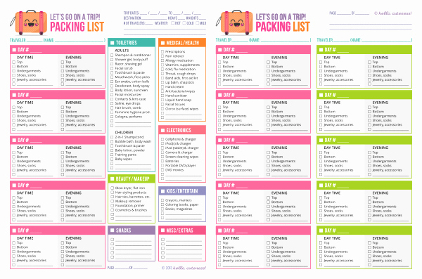 Packing List for Vacation Template New Travel Checklist Template