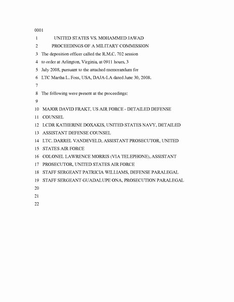 Page Line Deposition Summary Sample Unique File United States Vs Mohammed Jawad Deposition Of