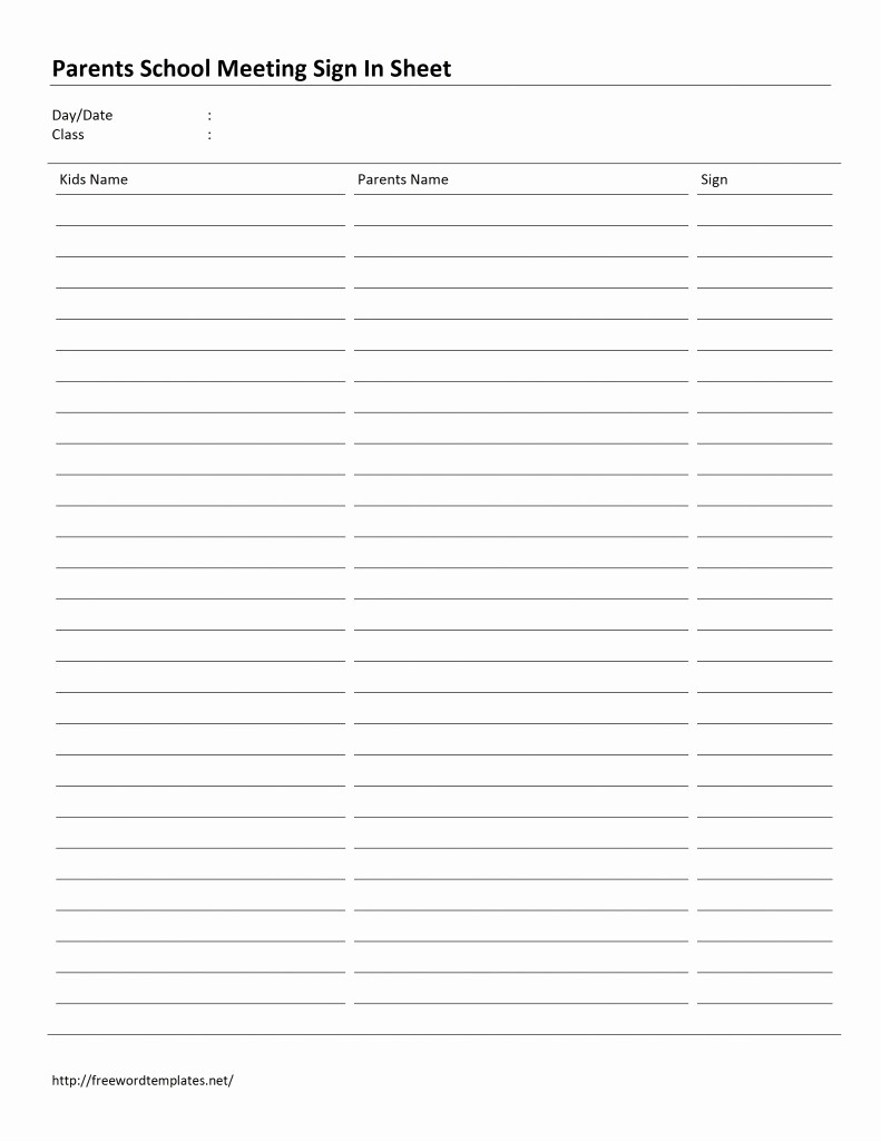 Parent Meeting Sign In Sheet Best Of Parents School Meeting Sign In Sheet Template