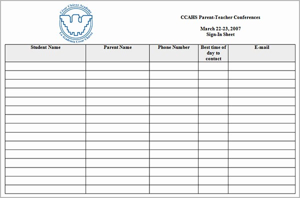 Parent Meeting Sign In Sheet Elegant Best S Of Conference Sign In Sheet Template Meeting