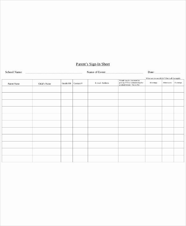 Parent Meeting Sign In Sheet Luxury 10 Sample Printable Sign In Sheets