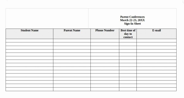 Parent Meeting Sign In Sheet Luxury 11 Sample Sign In Sheets In Pdf