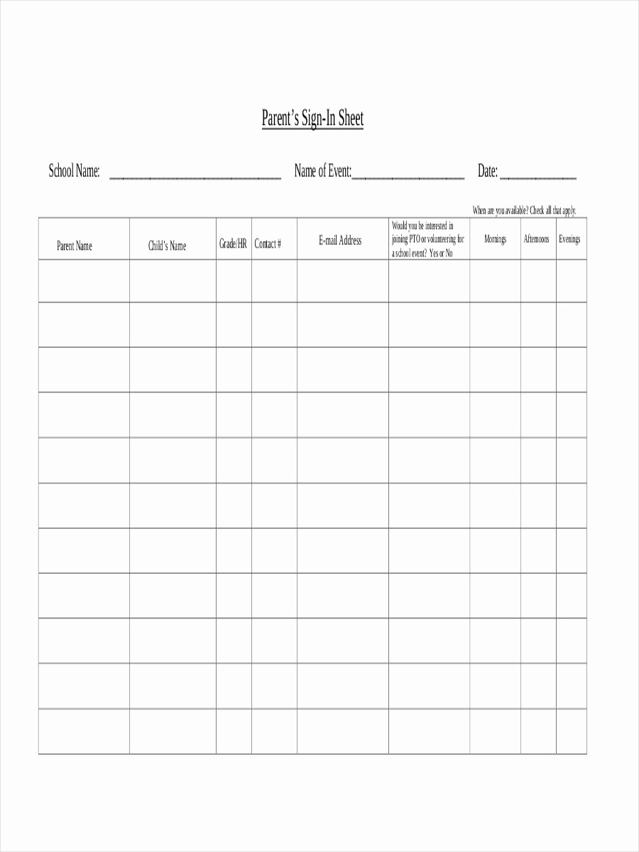 Parent Meeting Sign In Sheet Luxury 12 Sign In Sheet Examples &amp; Samples
