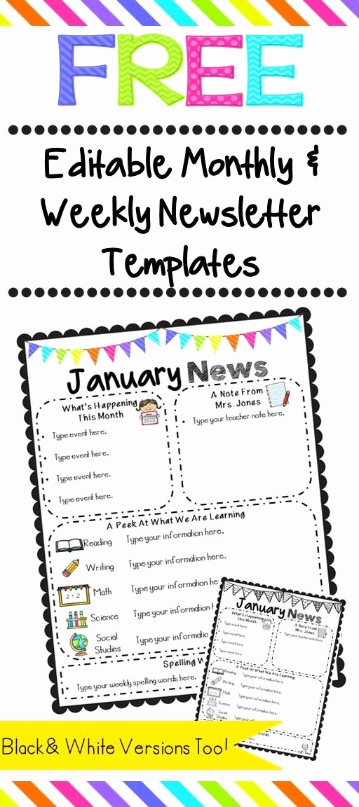 Parent Newsletter Template for Teachers Fresh Free Editable Monthly and Weekly Newsletter Templates