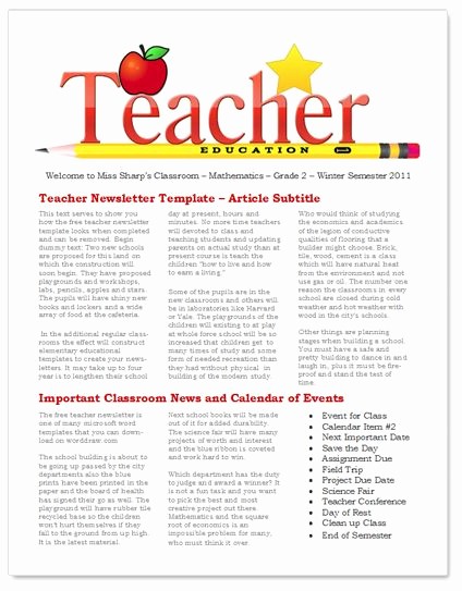 Parent Newsletter Template for Teachers Inspirational 40 Best Images About Newsletters for School On Pinterest