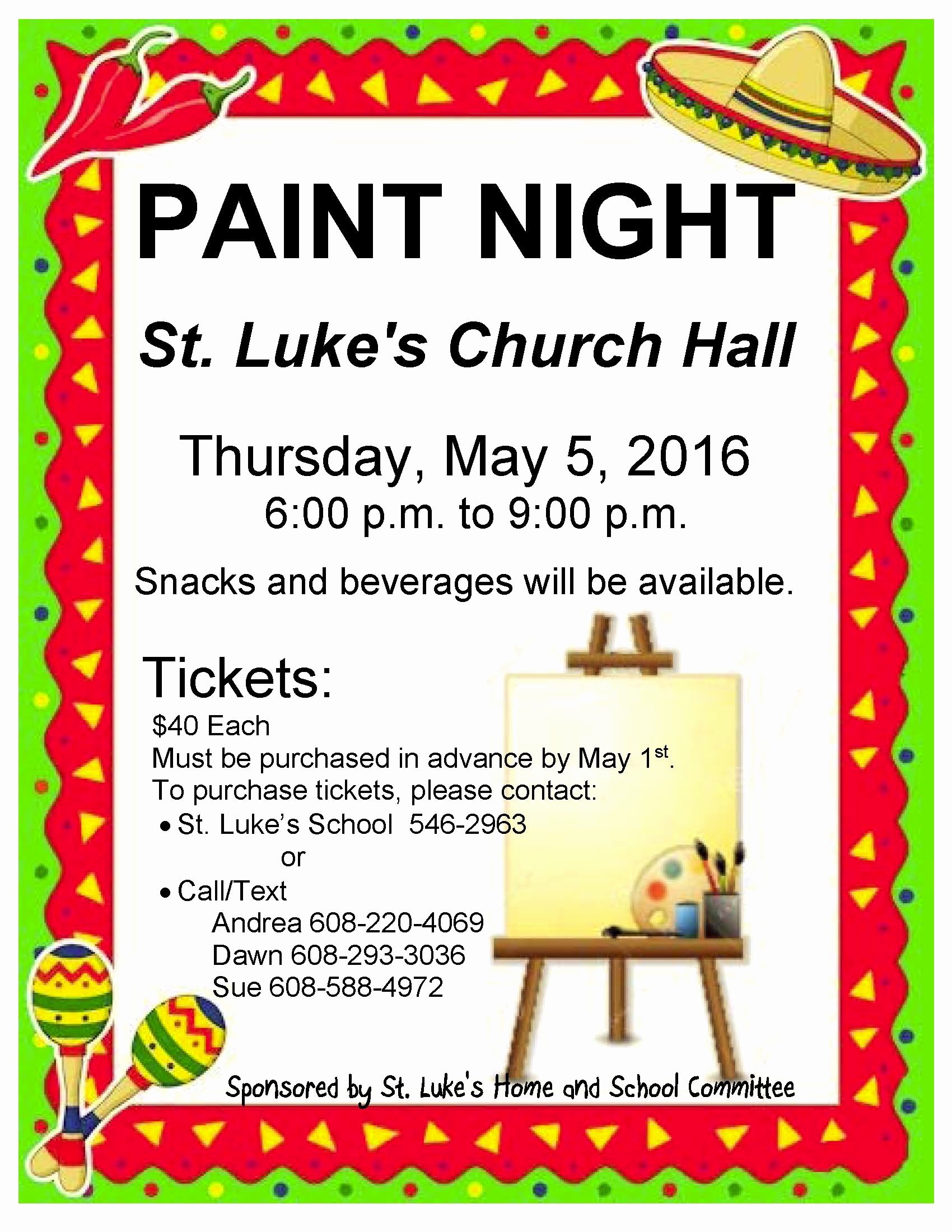 Parent Night Out Flyer Template Inspirational Cinco De Mayo Paint Night Flyer St Luke Catholic School