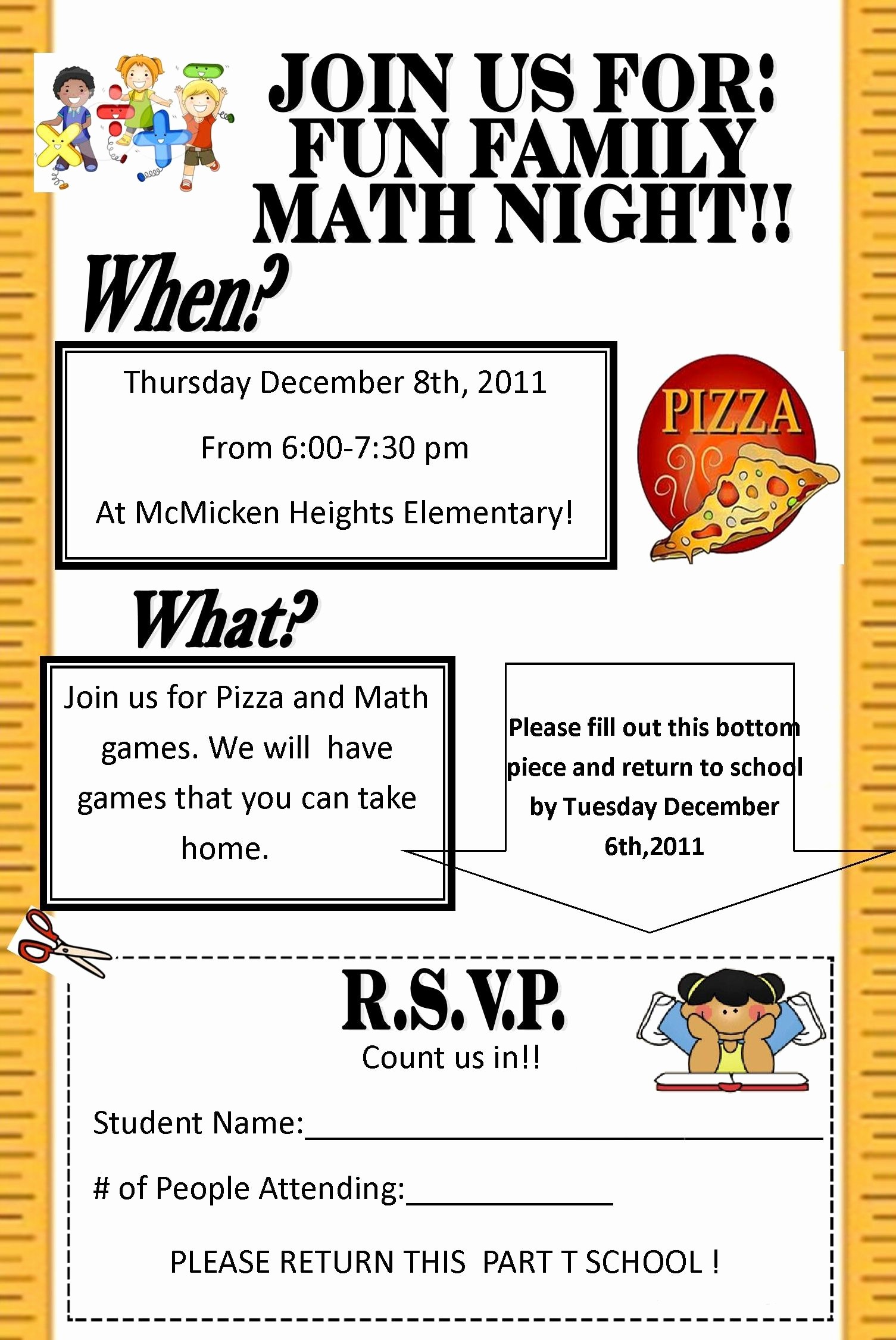 Parent Night Out Flyer Template Luxury Flyer for Family Math Night Google Search