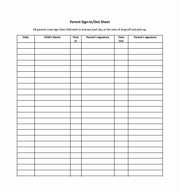 Parent Sign In Sheet Pdf Best Of Time In Out Sheet Timesheet Template with Lunch