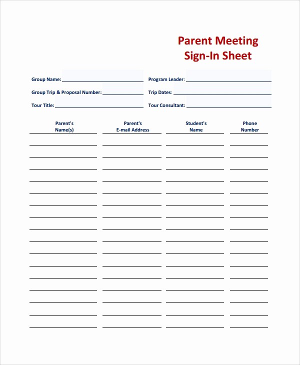 Parent Sign In Sheet Pdf Fresh 9 Student Sign In Sheet Templates