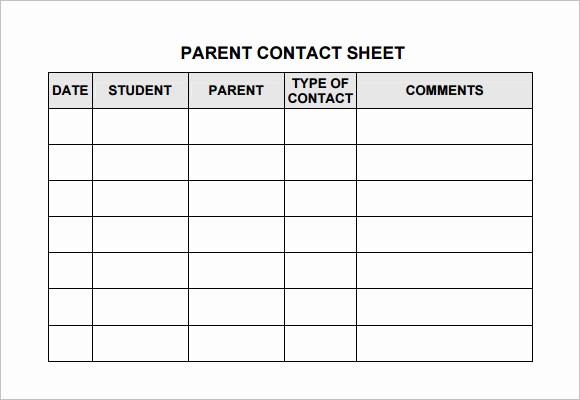 Parent Sign In Sheet Pdf Fresh Contact Sheet Template 10 Free Samples Examples format