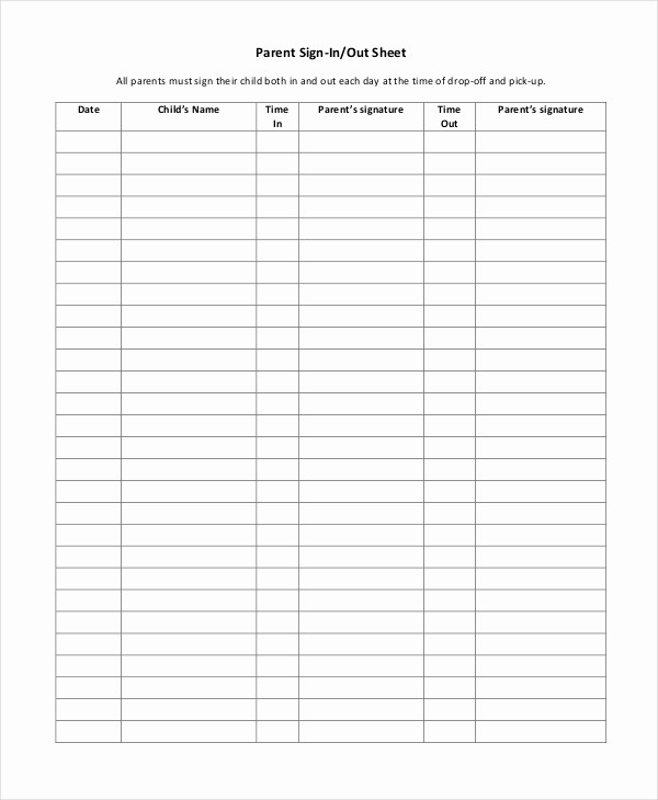 Parent Sign In Sheet Pdf Fresh Sign In Sheet 30 Free Word Excel Pdf Documents