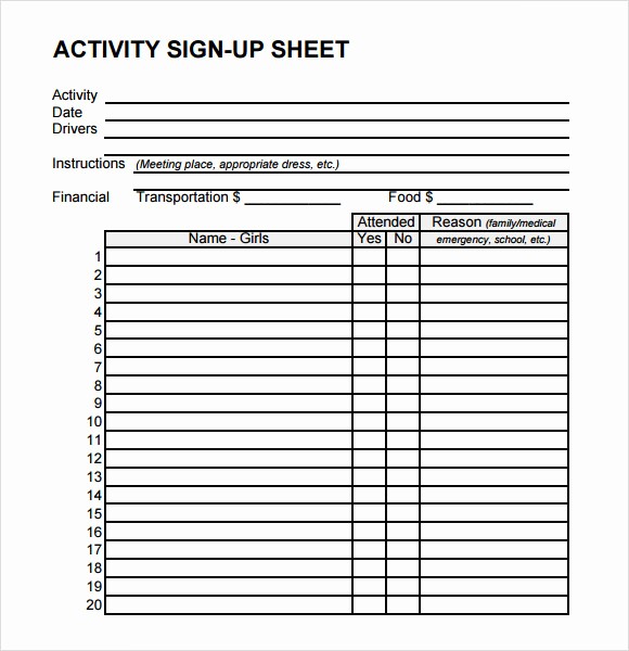 Parent Sign In Sheet Pdf Unique Sign Up Sheet Template 9 Free Samples Examples