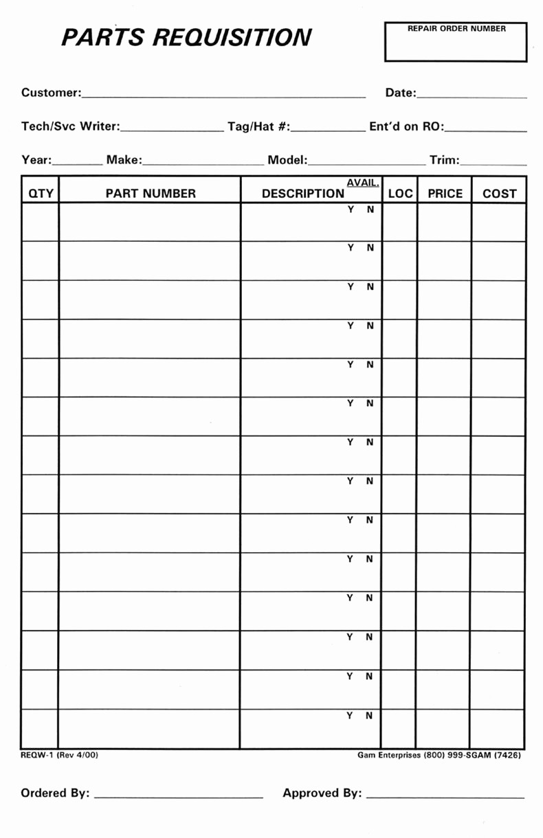 Parts order form Template Excel Beautiful Parts Parts Request form