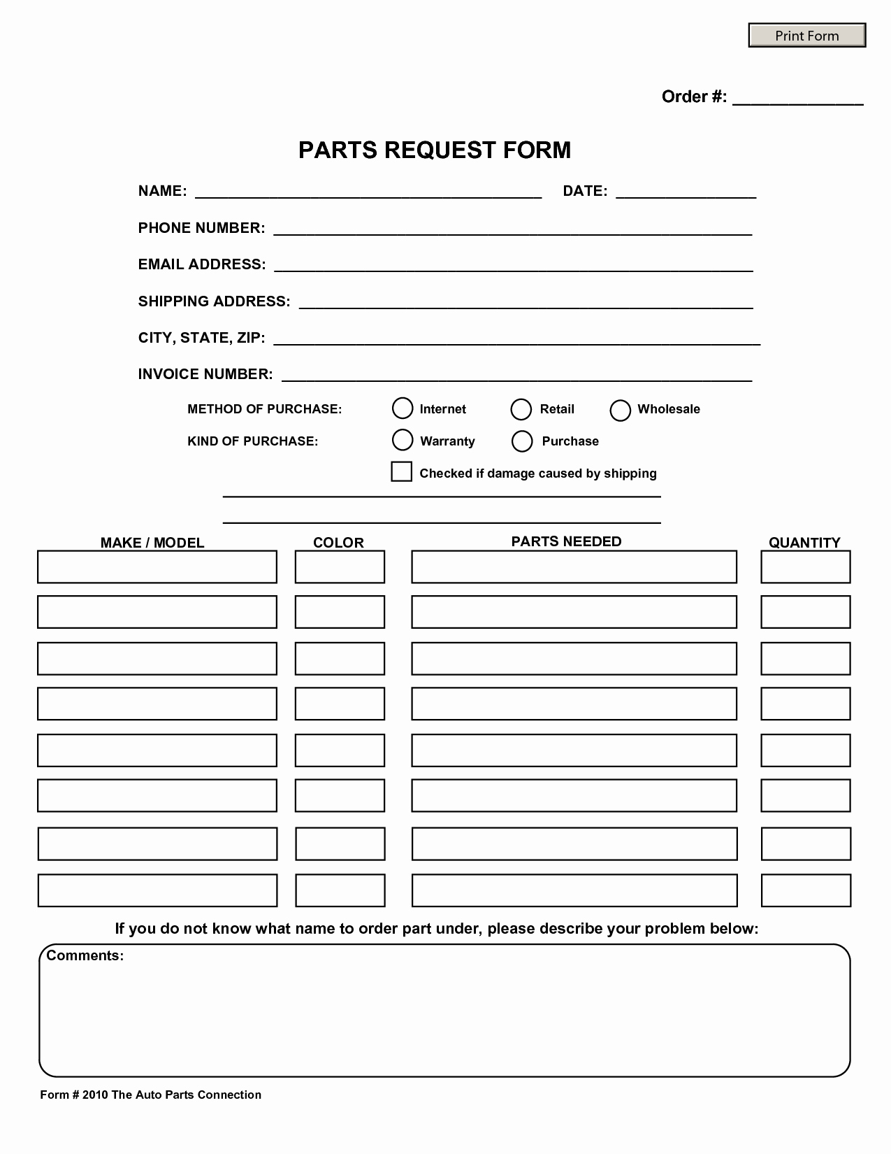 Parts order form Template Excel Inspirational Best S Of Shipping Request form Template Ups
