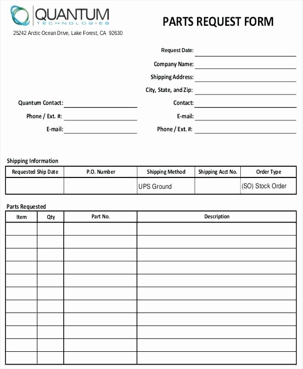 Parts order form Template Excel Unique Stock Request form Template – Shanon