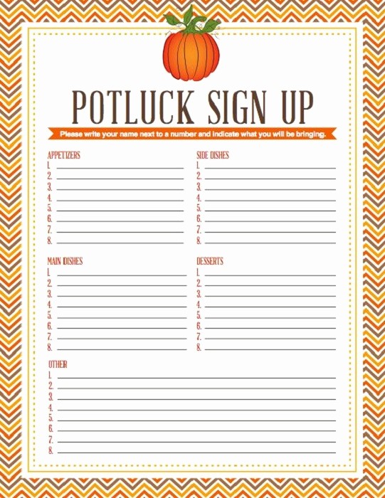 Party Food Sign Up Sheet Luxury Potluck Dinner Sign Up Sheet Printable