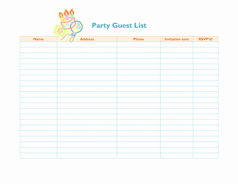 Party Guest List Template Free Fresh Guest List Template Wevo