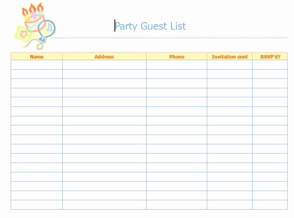Party Guest List Template Free Luxury 8 Best Of Printable Blank Guest List Baby Shower