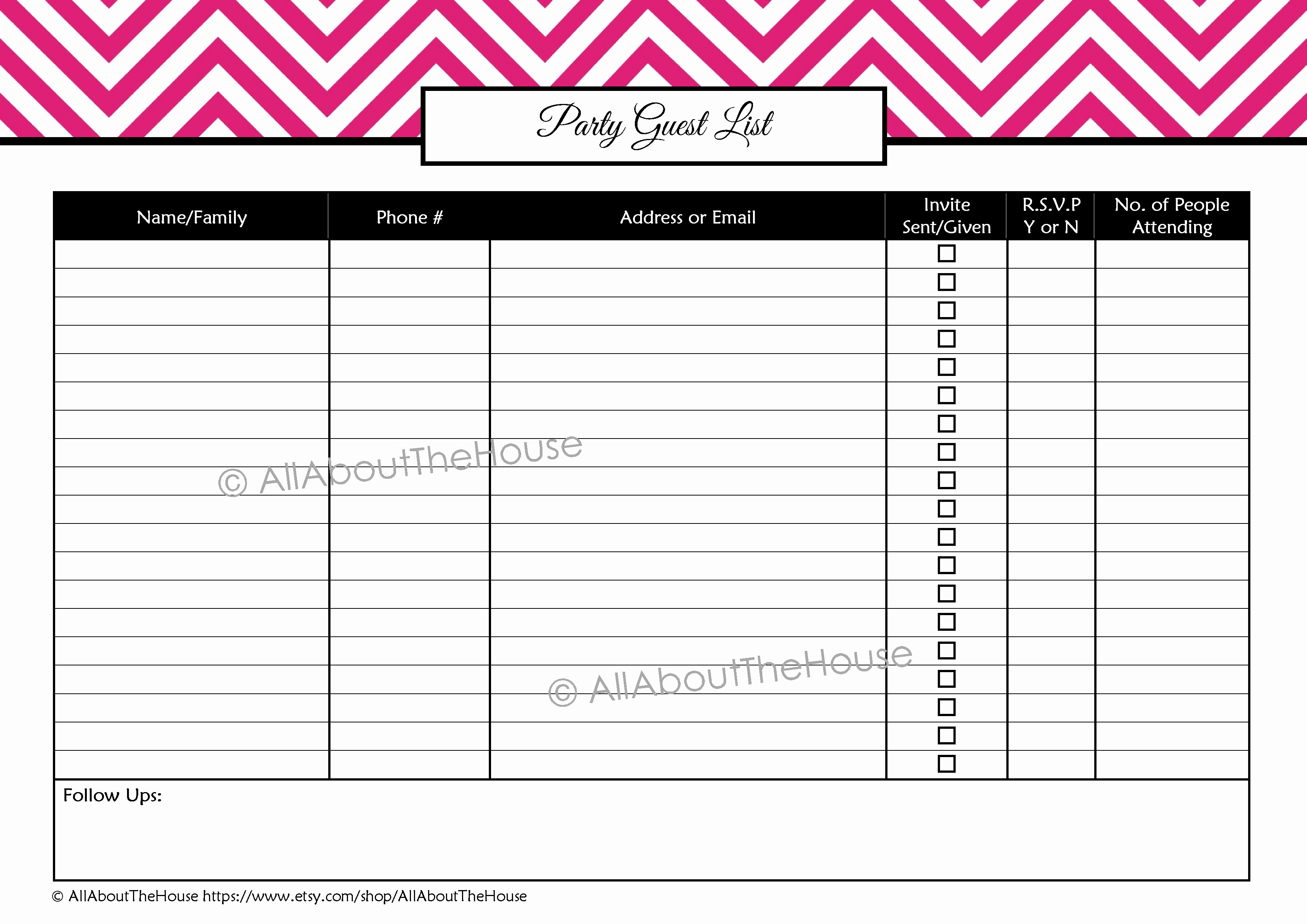 Party Guest List Template Free Unique 8 Best Of Free Printable Birthday Party Sign Up