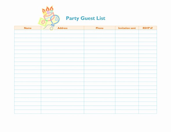 Party Guest List Template Free Unique Party Guest List Template
