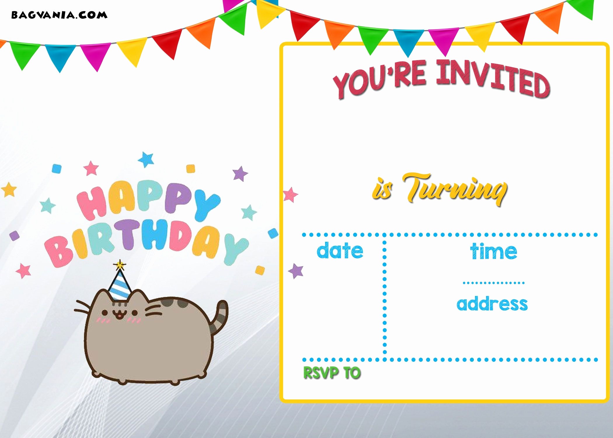 Party Invitation Templates Free Download Fresh Download Free Printable Pusheen Birthday Invitation