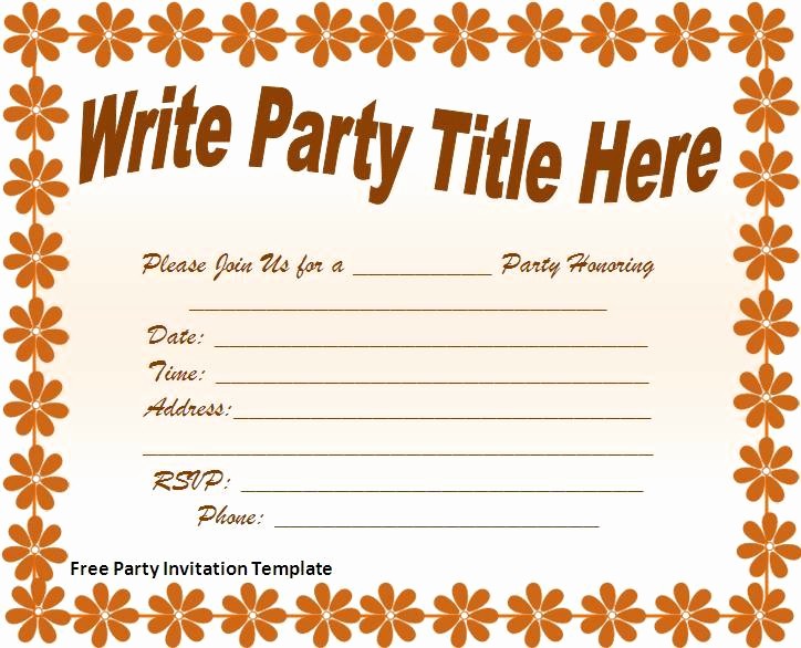 Party Invitation Templates Microsoft Word Unique Free Party Invitations Template