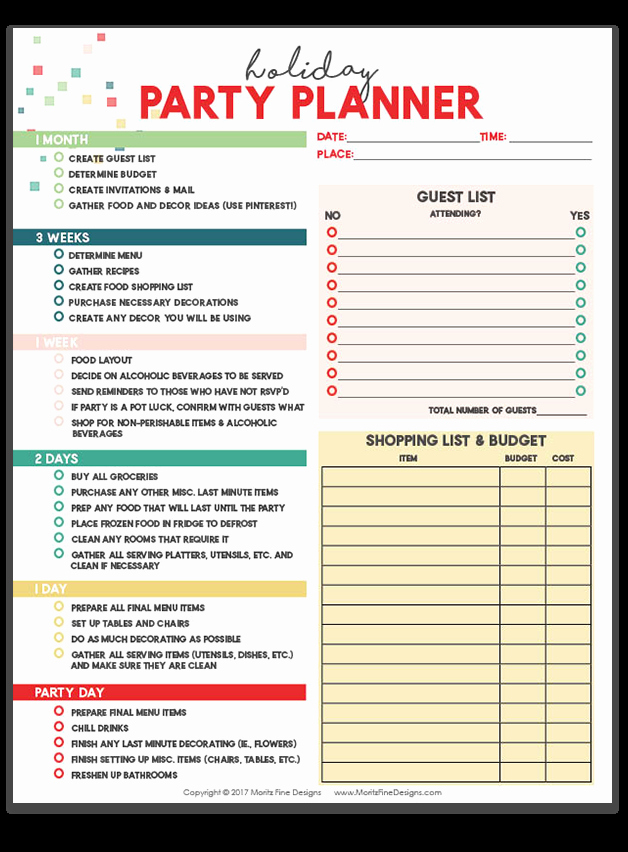 Party Planner Checklist Template Free Beautiful Holiday Party Planner