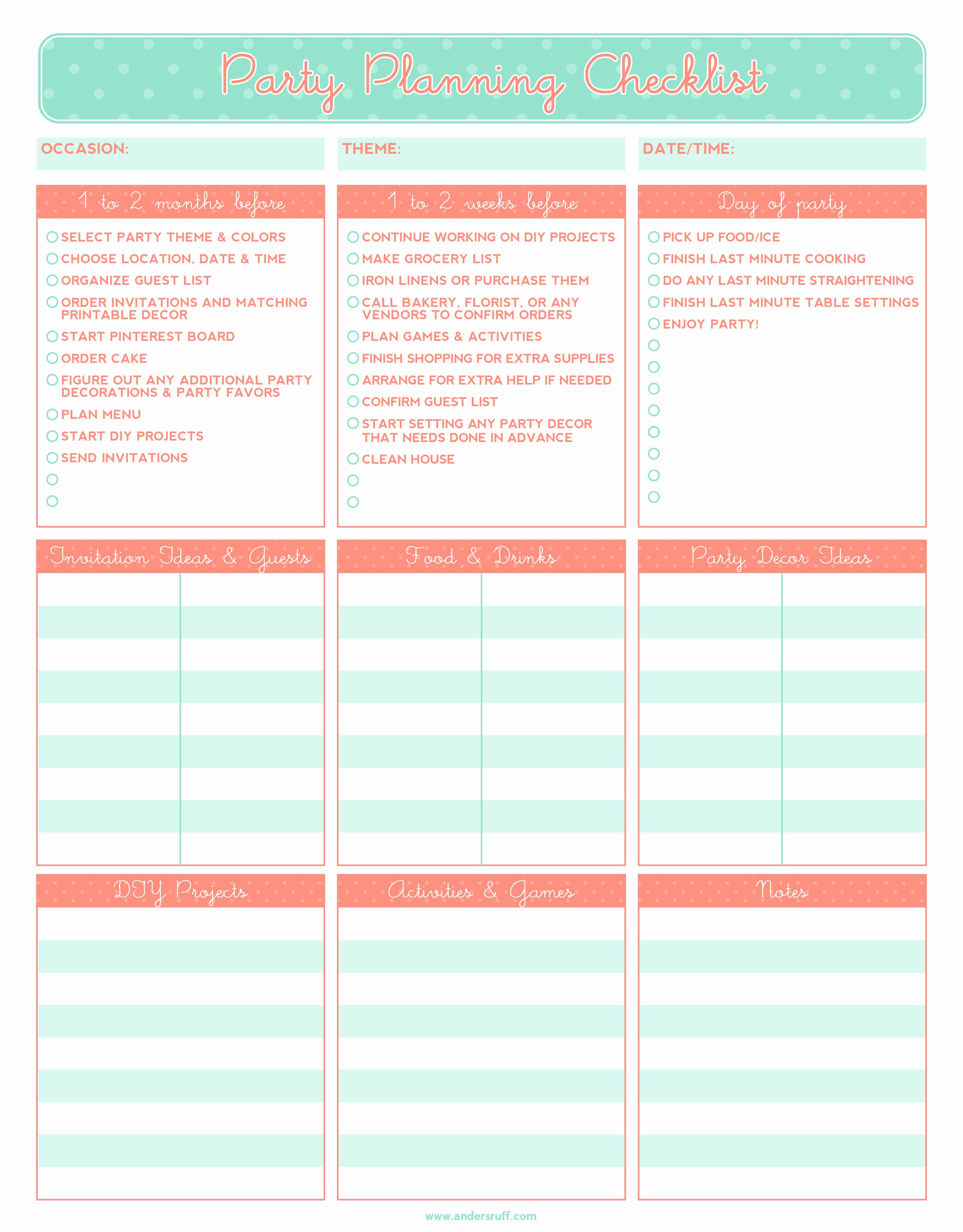 Party Planner Checklist Template Free Elegant 5 Party Planning Templates Excel Xlts