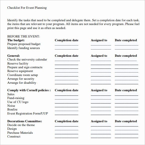 Party Planner Checklist Template Free Inspirational 13 Sample event Planning Checklist Templates