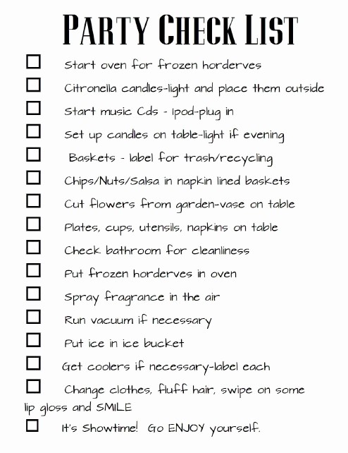 Party to Do List Template Best Of 11 Free Printable Party Planner Checklists – Tip Junkie
