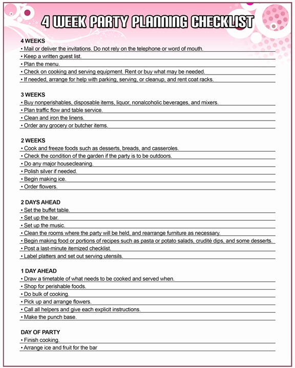 Party to Do List Template Elegant Party Planning Checklist