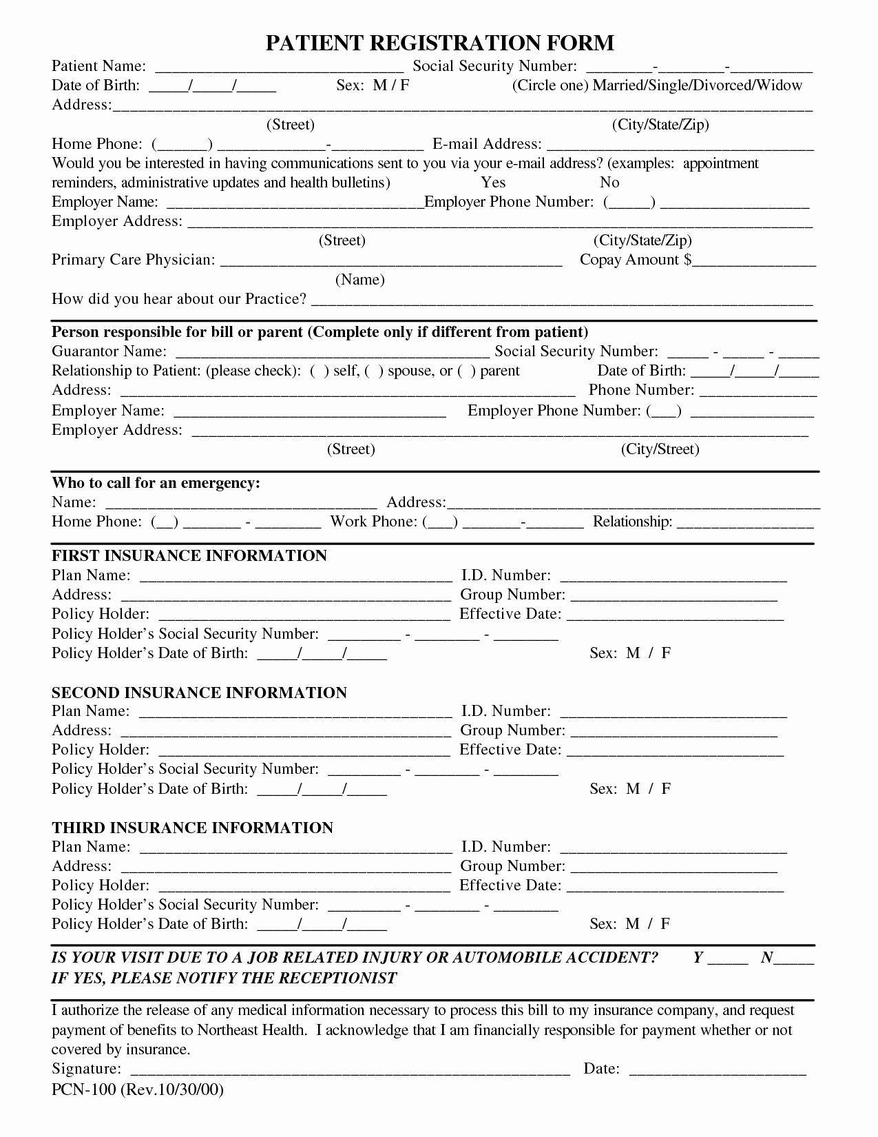 Patient Health History form Template Inspirational Free Patient Registration form Template