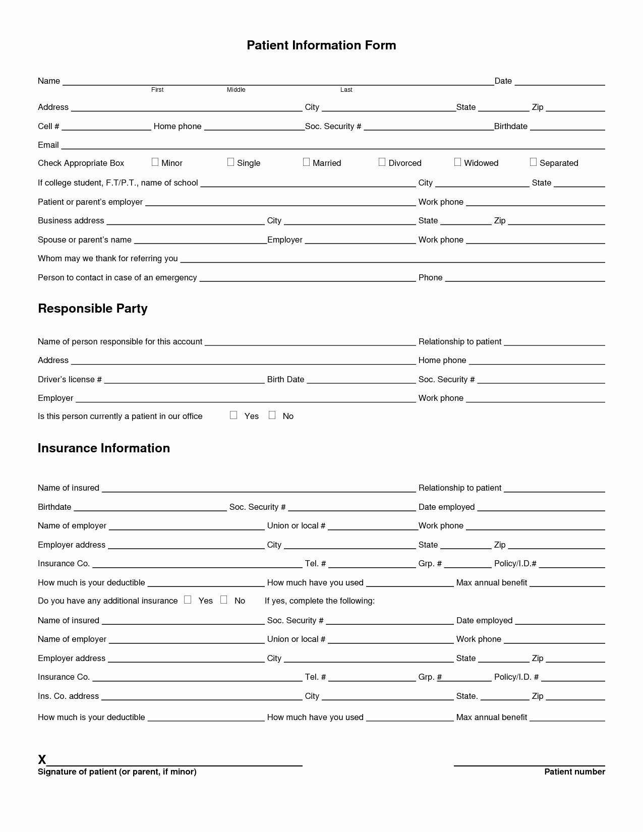 Patient Health History form Template Unique 5 Best Of Printable Patient Registration forms