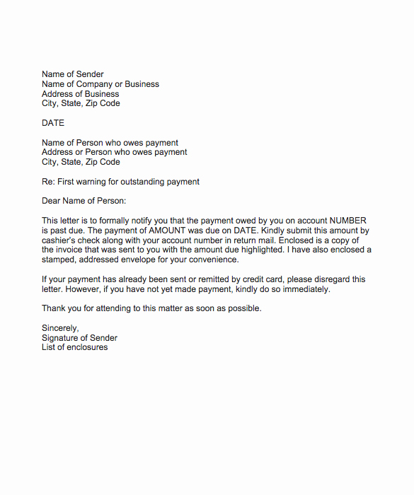 Payment Request Letter to Client Beautiful Warning Letter for Outstanding Payment
