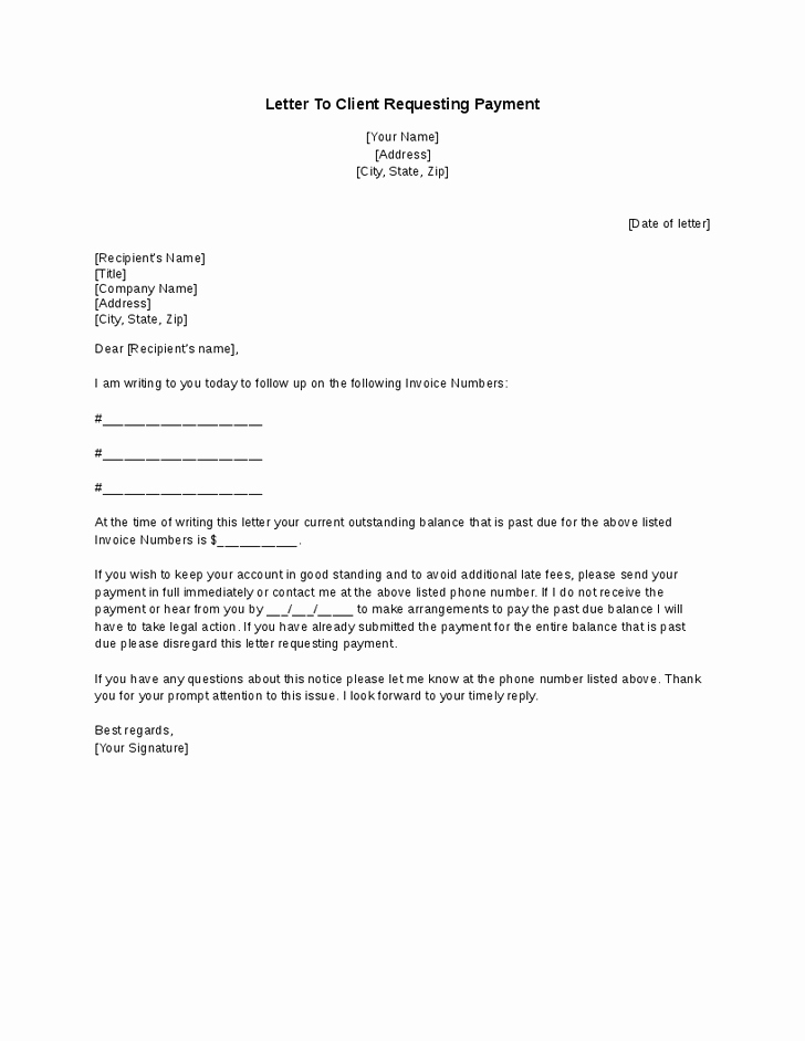 Payment Request Letter to Client Lovely Advance Payment Letter format to Client Filename