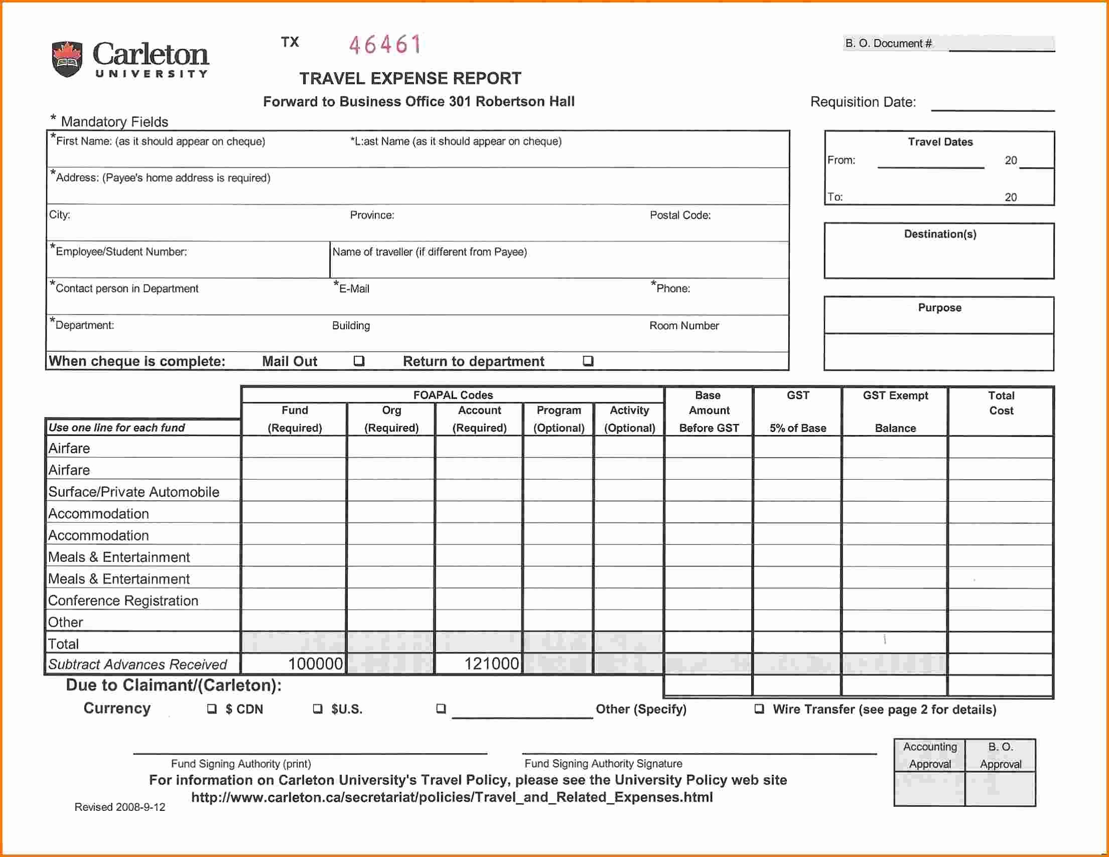 50 Per Diem Request Form Template