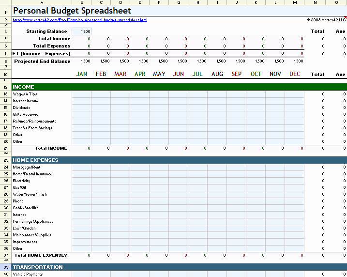 50 Personal Budget Exercise Ms Excel