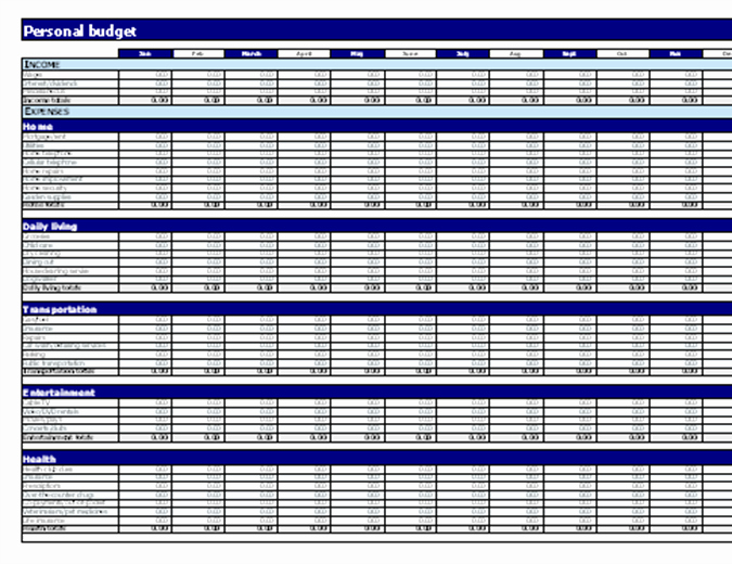 Personal Budget Exercise Ms Excel New Personal Bud Worksheet