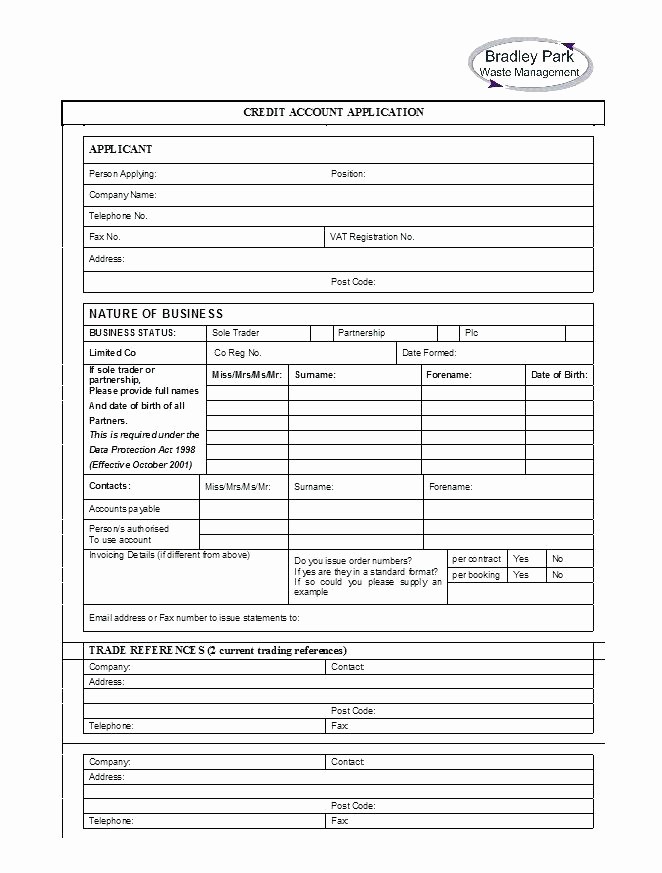 Personal Credit Application form Free Fresh Registration form Template Word Free Unique Apply for A